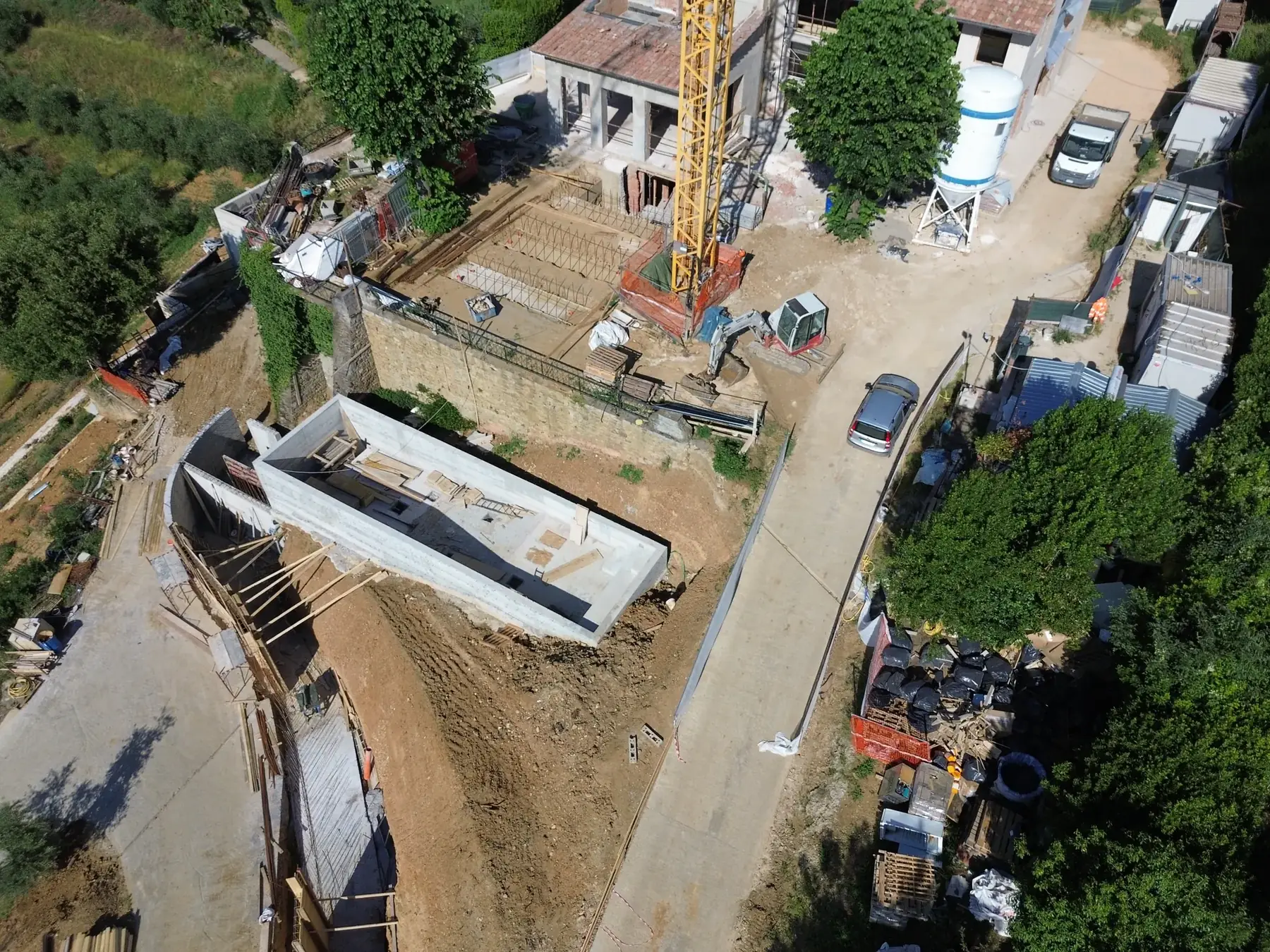 Un’altra fase del cantiere ripresa dall’alto